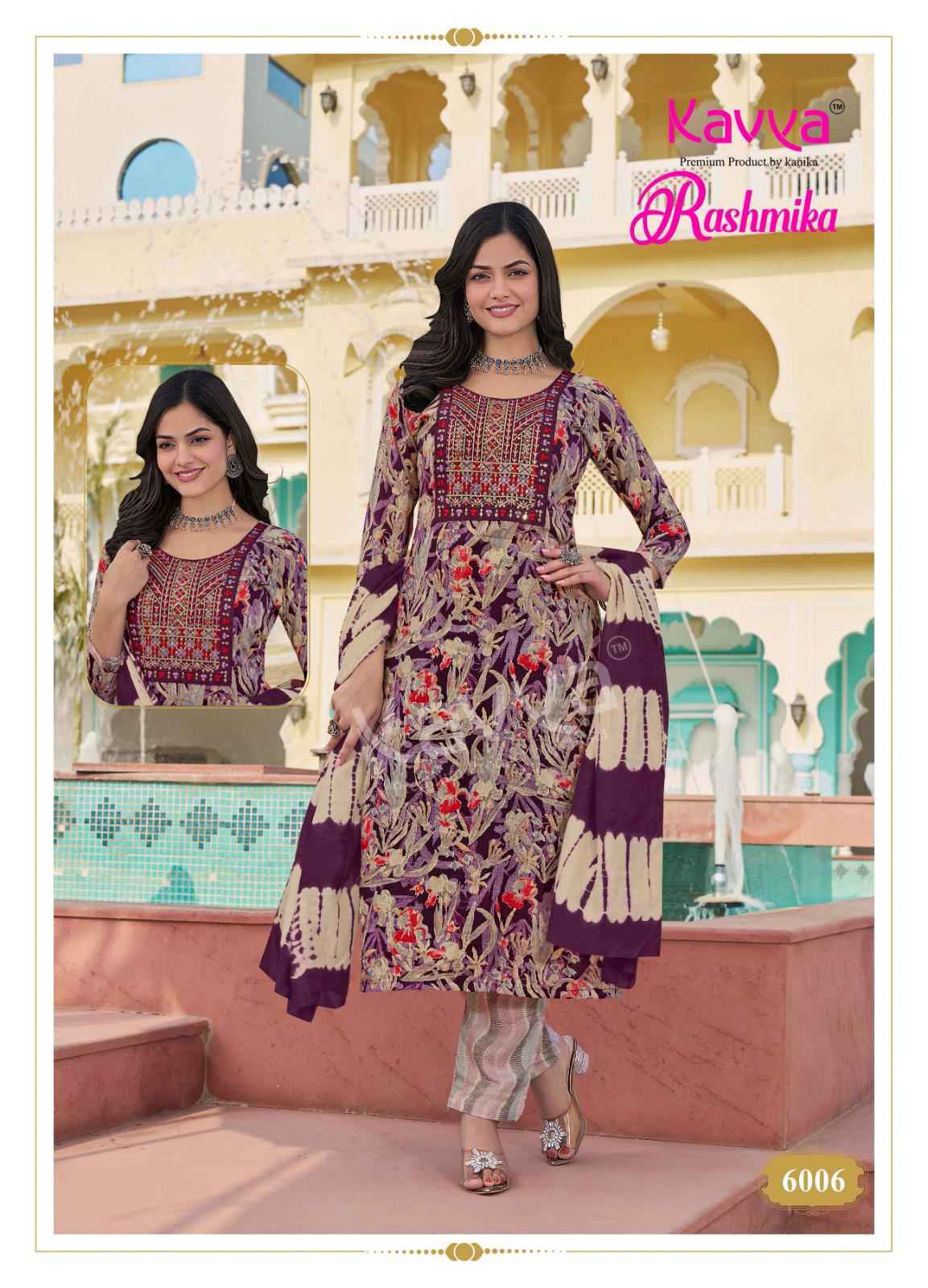 Kavya Rashmika Vol-6 Rayon Printed Kurti Pant With Dupatta ( 10 Pcs Catalogue )