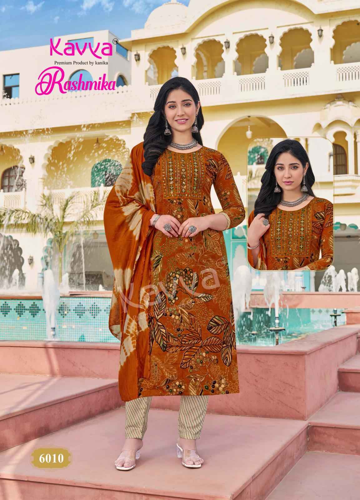 Kavya Rashmika Vol-6 Rayon Printed Kurti Pant With Dupatta ( 10 Pcs Catalogue )