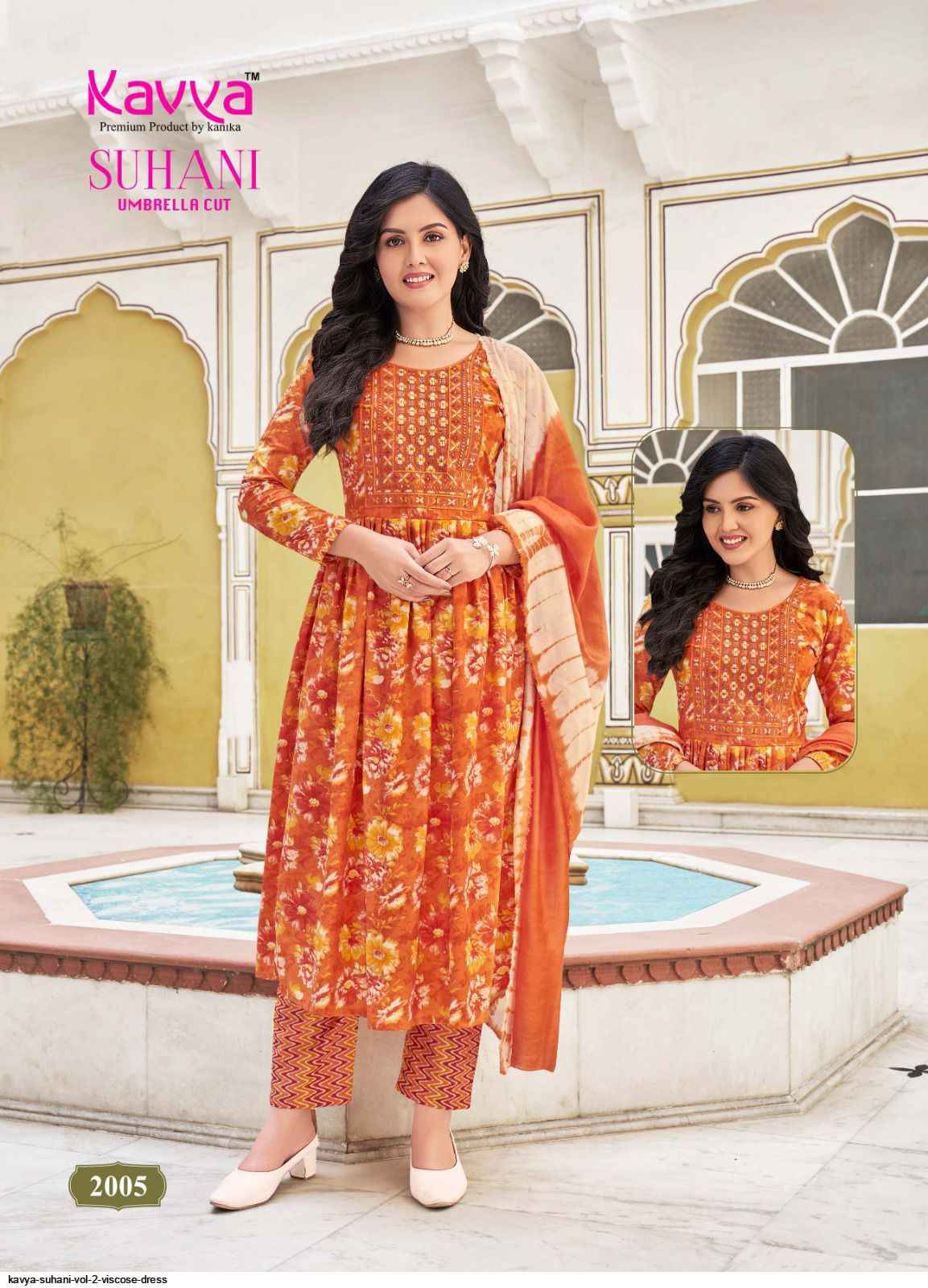 KAVYA SUHANI VOL 2 WHOLESALE VISCOSE DESIGNER READYMADE SUITS ( 10 PCS CATALOG )