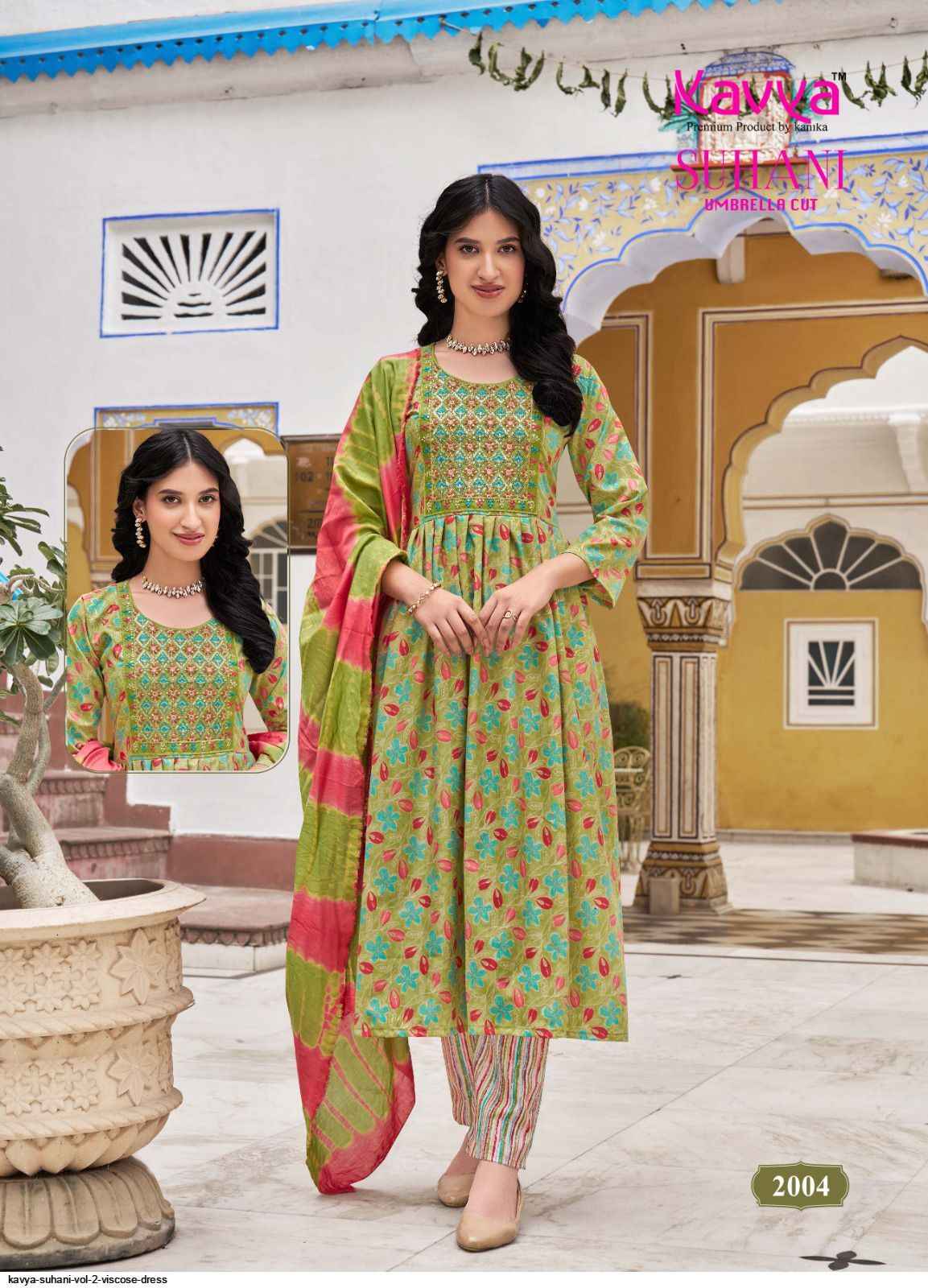 KAVYA SUHANI VOL 2 WHOLESALE VISCOSE DESIGNER READYMADE SUITS ( 10 PCS CATALOG )