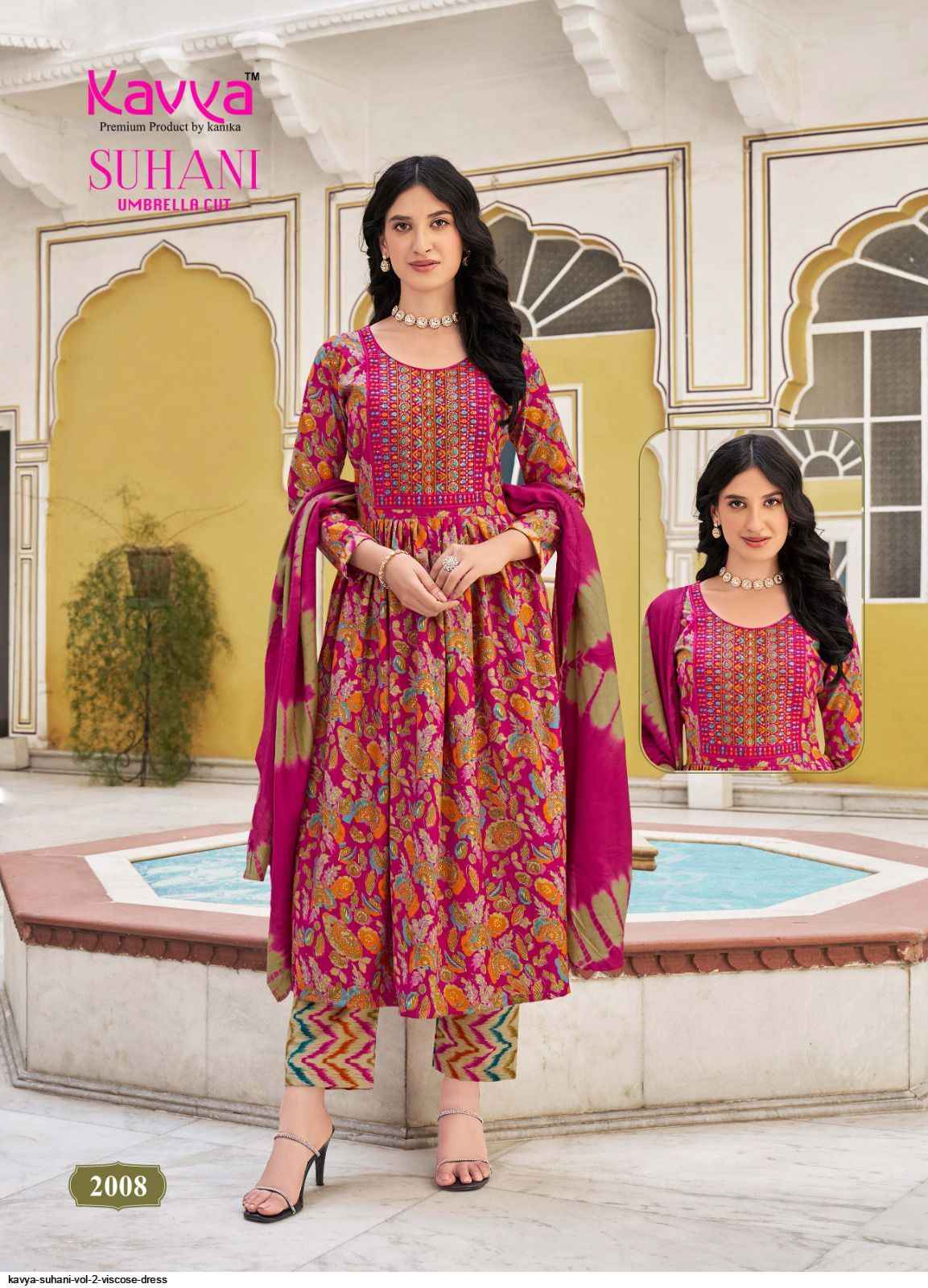 KAVYA SUHANI VOL 2 WHOLESALE VISCOSE DESIGNER READYMADE SUITS ( 10 PCS CATALOG )