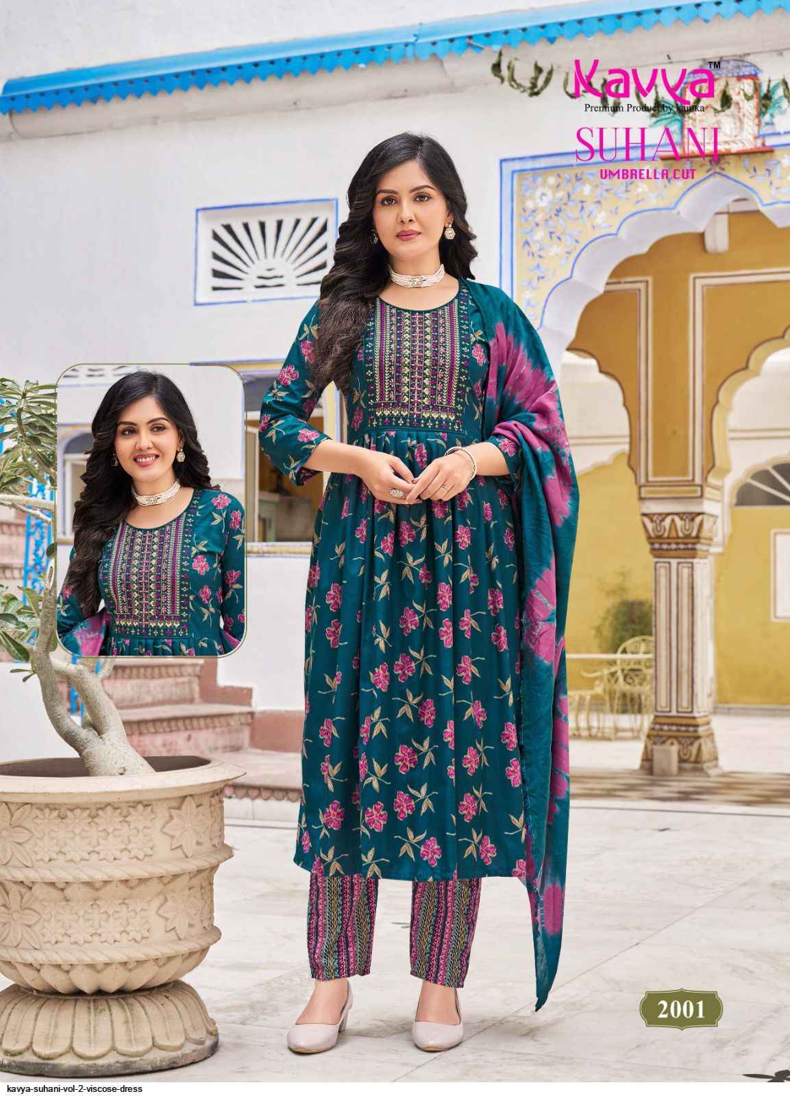 KAVYA SUHANI VOL 2 WHOLESALE VISCOSE DESIGNER READYMADE SUITS ( 10 PCS CATALOG )