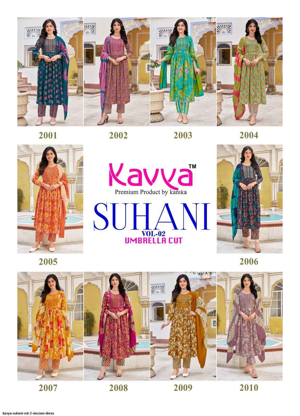 KAVYA SUHANI VOL 2 WHOLESALE VISCOSE DESIGNER READYMADE SUITS ( 10 PCS CATALOG )