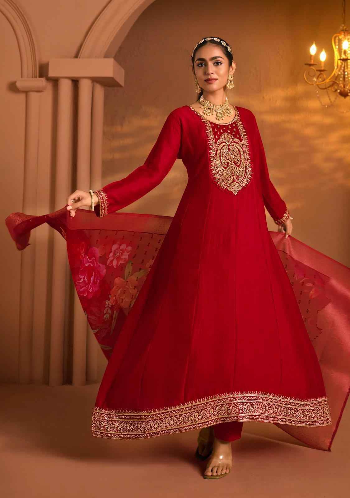 Lady Leela Shayari Wholesale Readymade Vichitra Silk Suits ( 4 pcs Catalogue )
