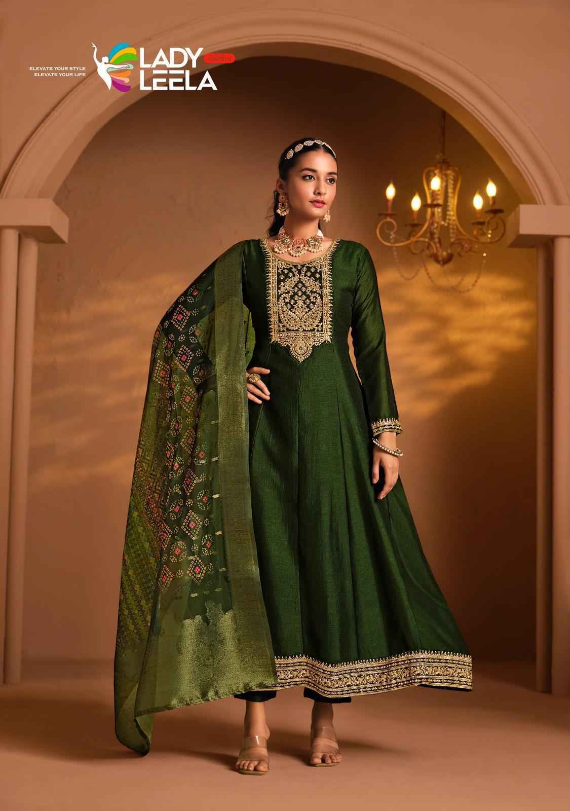 Lady Leela Shayari Wholesale Readymade Vichitra Silk Suits ( 4 pcs Catalogue )