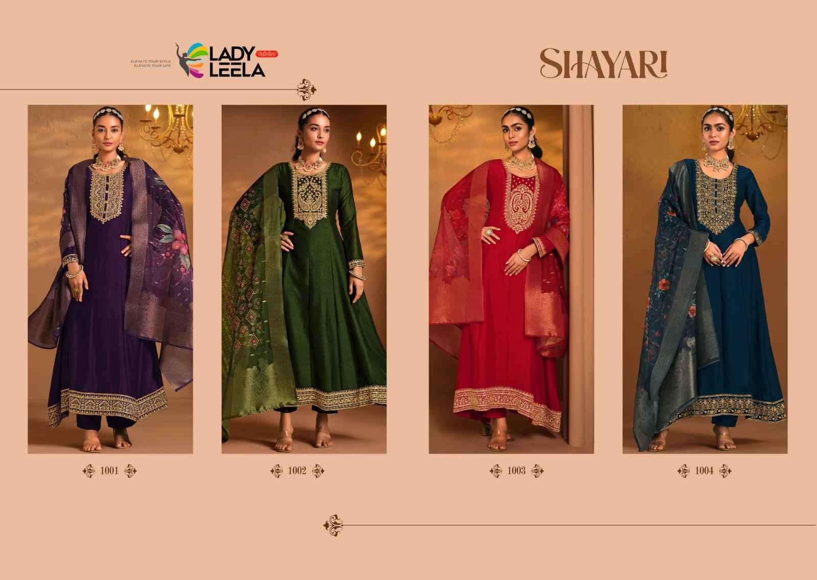 Lady Leela Shayari Wholesale Readymade Vichitra Silk Suits ( 4 pcs Catalogue )