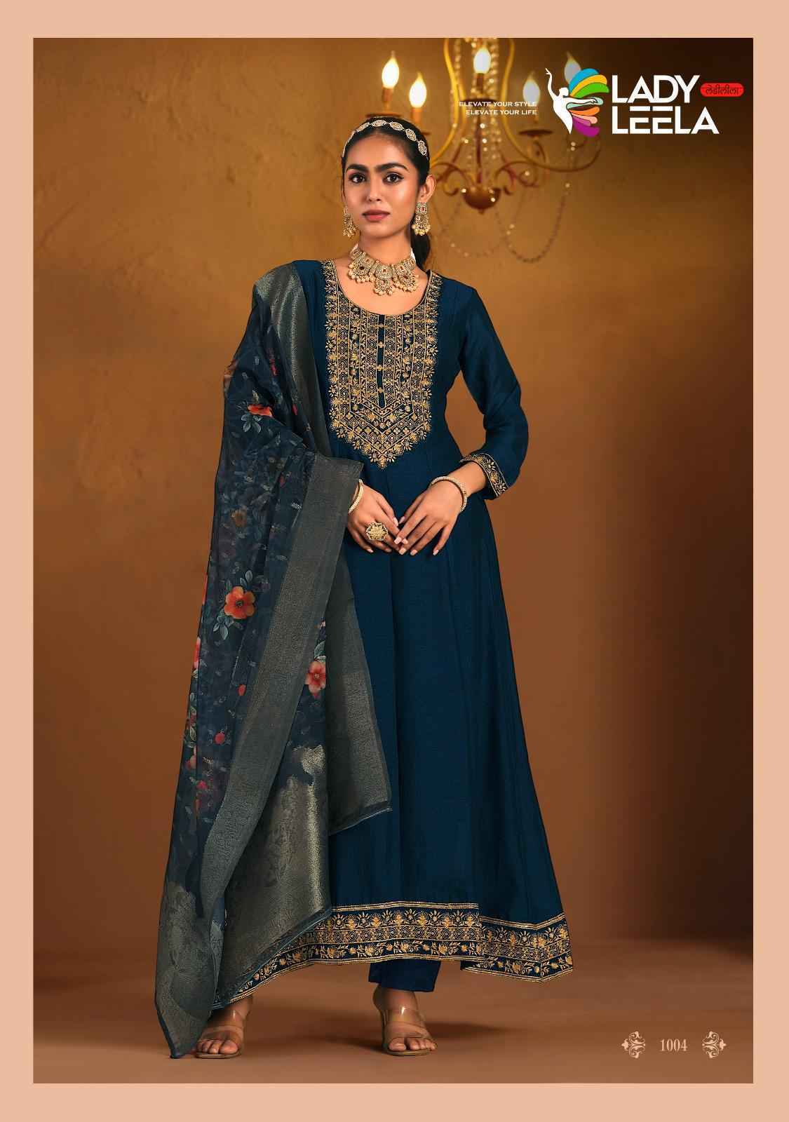 Lady Leela Shayari Wholesale Readymade Vichitra Silk Suits ( 4 pcs Catalogue )