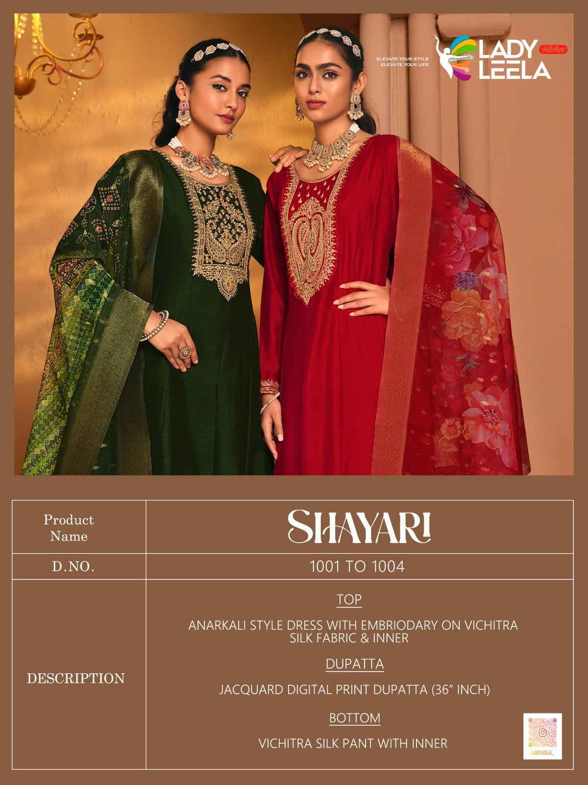 Lady Leela Shayari Wholesale Readymade Vichitra Silk Suits ( 4 pcs Catalogue )