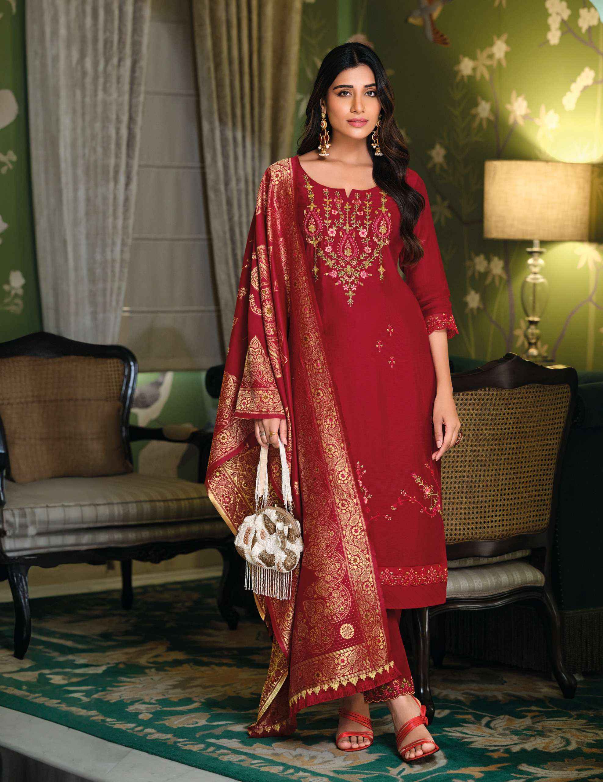 LILY AND LALI HASMEENA VOL 5 VISCOSE DESIGNER WORK LADIES READYMADE SUIT WHOLESALE PRICE ( 6 PCS CATALOG ) 