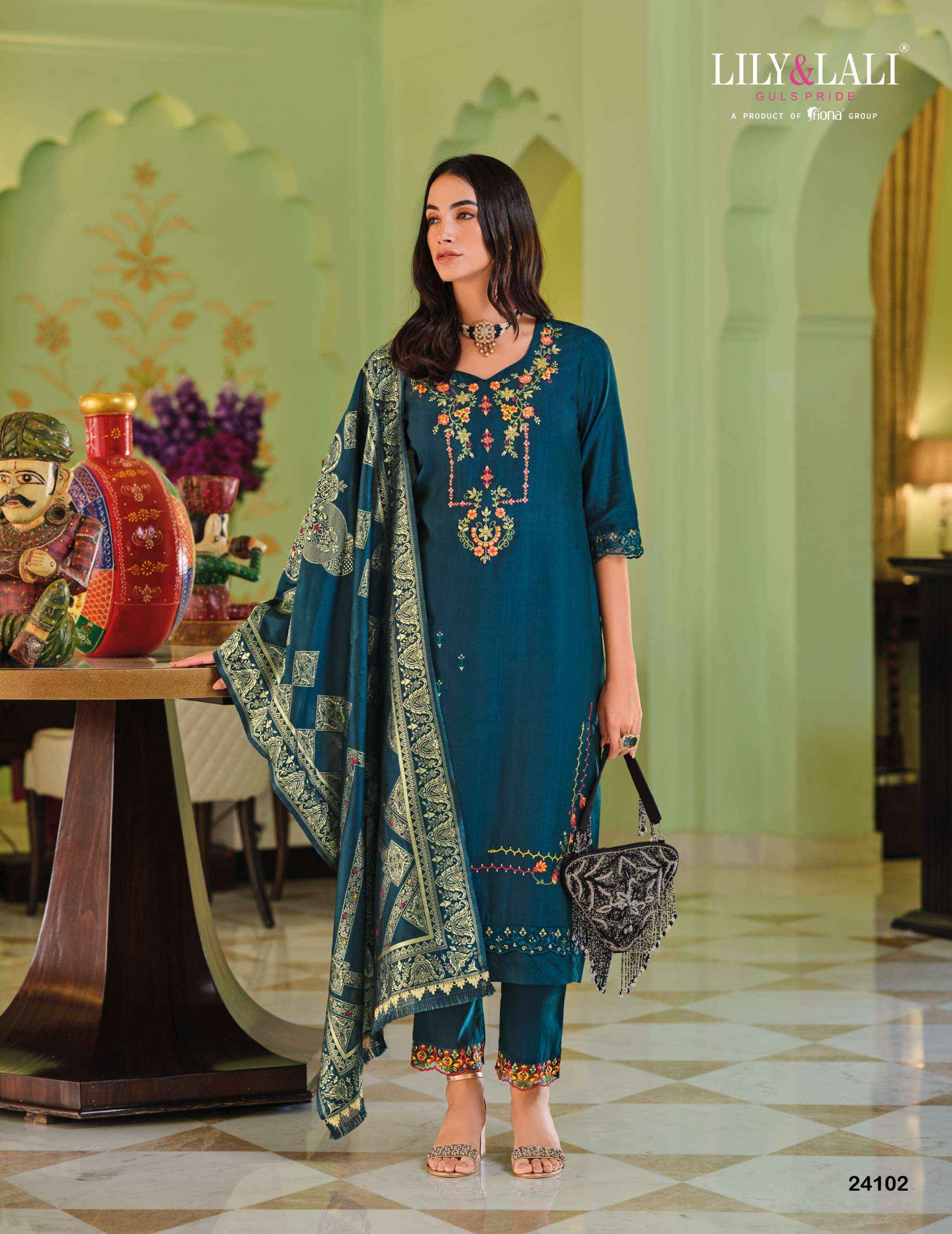 LILY AND LALI HASMEENA VOL 5 VISCOSE DESIGNER WORK LADIES READYMADE SUIT WHOLESALE PRICE ( 6 PCS CATALOG ) 