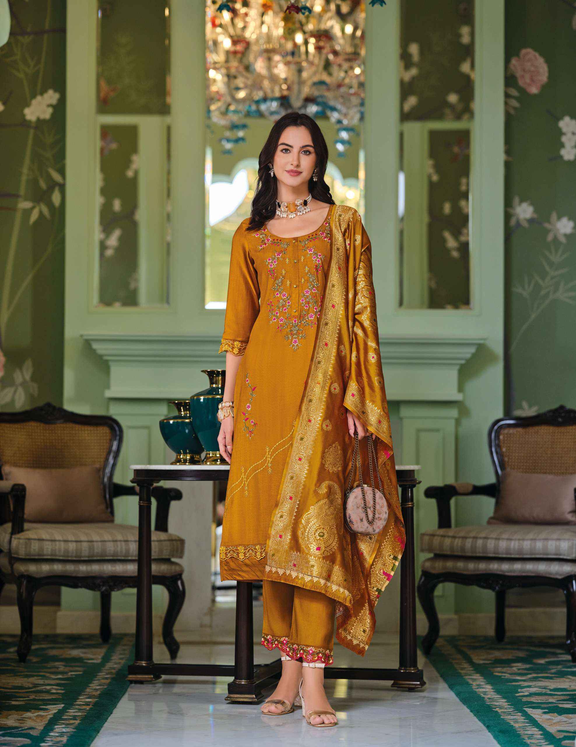 LILY AND LALI HASMEENA VOL 5 VISCOSE DESIGNER WORK LADIES READYMADE SUIT WHOLESALE PRICE ( 6 PCS CATALOG ) 
