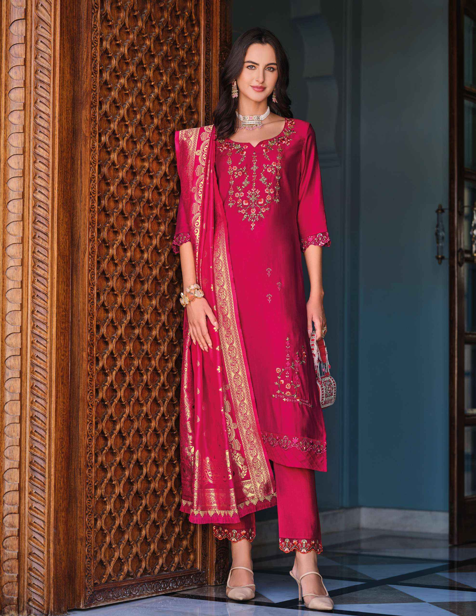 LILY AND LALI HASMEENA VOL 5 VISCOSE DESIGNER WORK LADIES READYMADE SUIT WHOLESALE PRICE ( 6 PCS CATALOG ) 