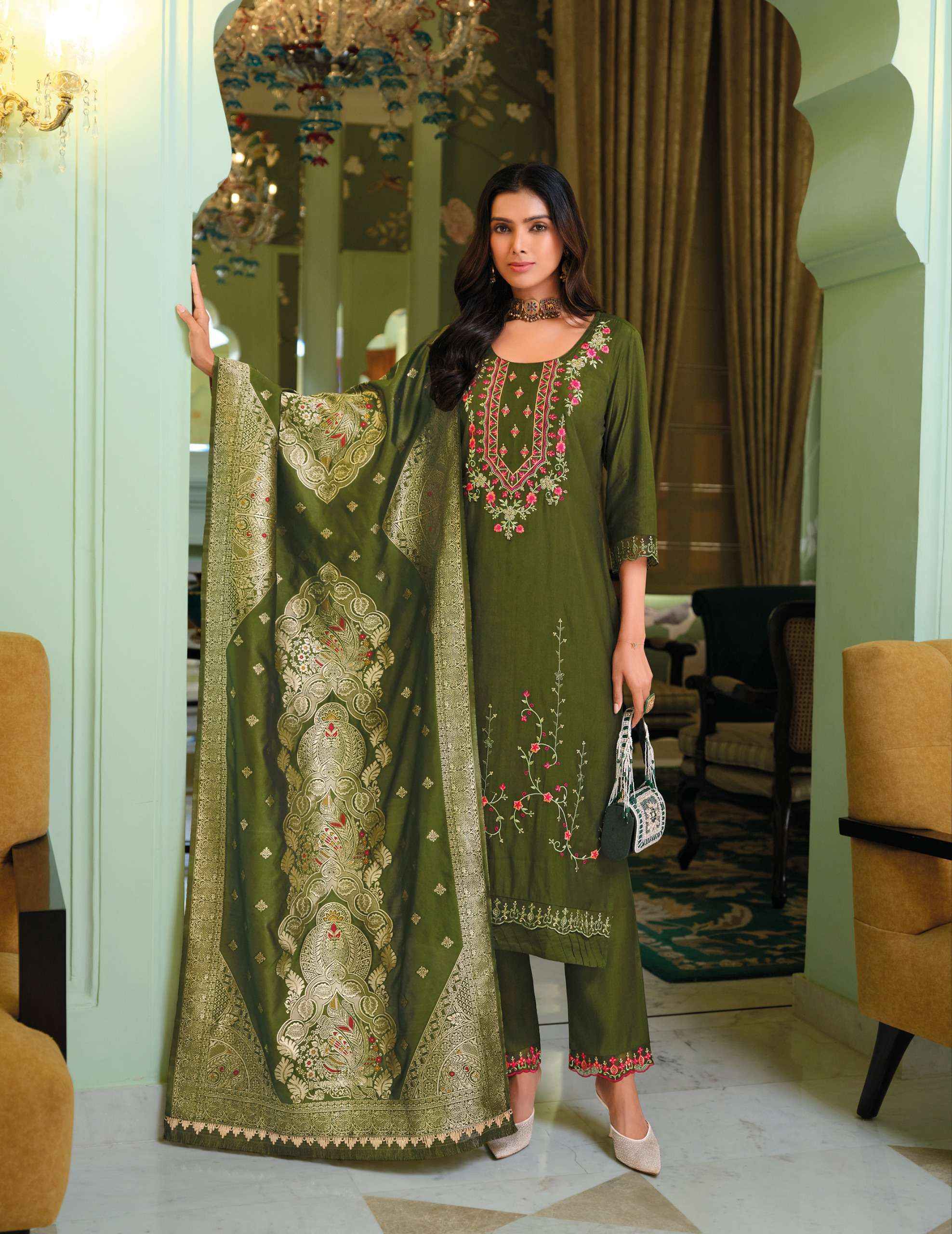 LILY AND LALI HASMEENA VOL 5 VISCOSE DESIGNER WORK LADIES READYMADE SUIT WHOLESALE PRICE ( 6 PCS CATALOG ) 