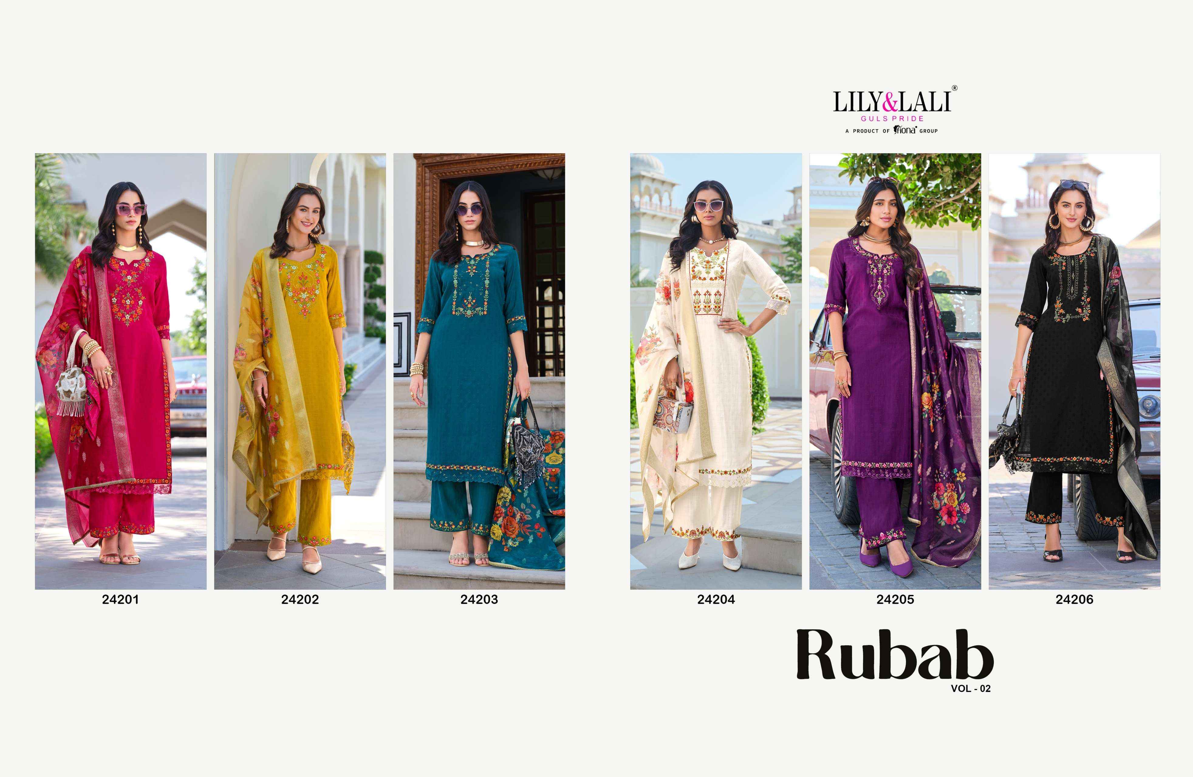 LILY AND LALI RUBAB VOL-2 VISCOSE READYMADE SUITS WHOLESALE PRICE ( 6 PCS CATALOGUE ) 
