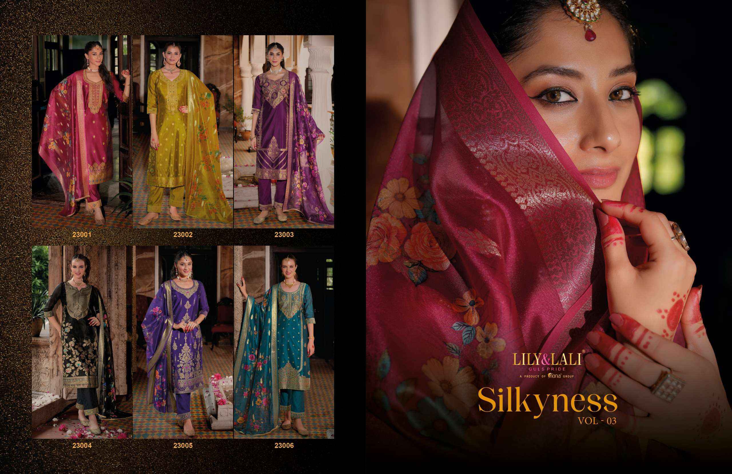 Lily And Lali Silkyness Vol 3 Wholesale Designer Readymade Suits ( 6 Pcs Catalogue )