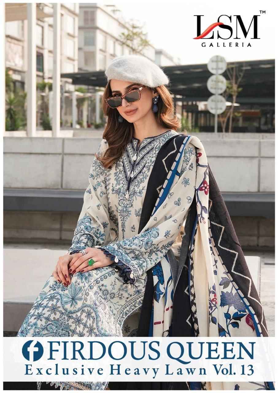 LSM Galleria Firdous Queen Lawn Vol 13 Lawn Cotton Dress Material Wholesale Price ( 6 Pcs Catalog )