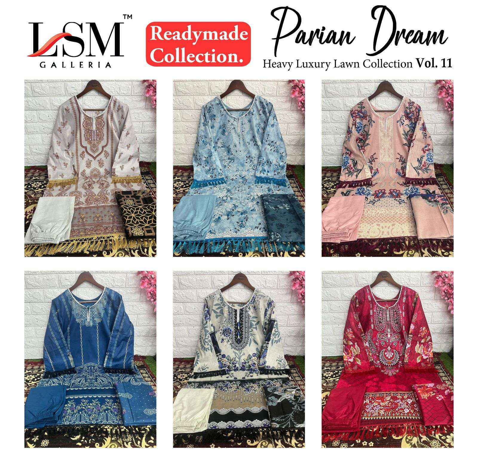 LSM Galleria Parian Dream Vol 11 Readymade Lawn Cotton Wholesale Price ( 6 Pcs Catalog )