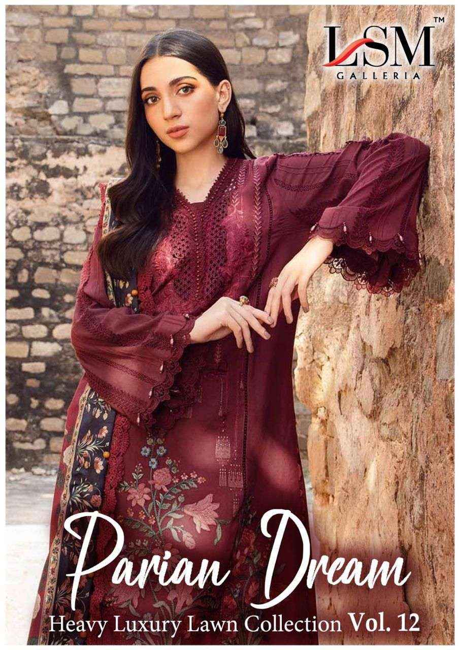 LSM GALLERIA PARIAN DREAM VOL 12 LAWN COTTON DRESS MATERIAL ( 6 PCS CATALOG )