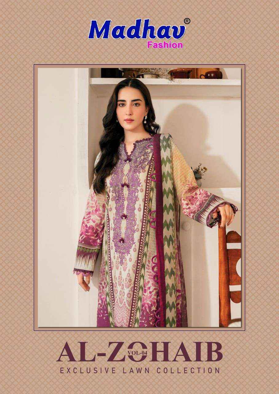 Madhav Fashion Al Zohaib Vol 4 Wholesale Lawn Cotton Salwar Suit ( 6 pcs Catalogue )
