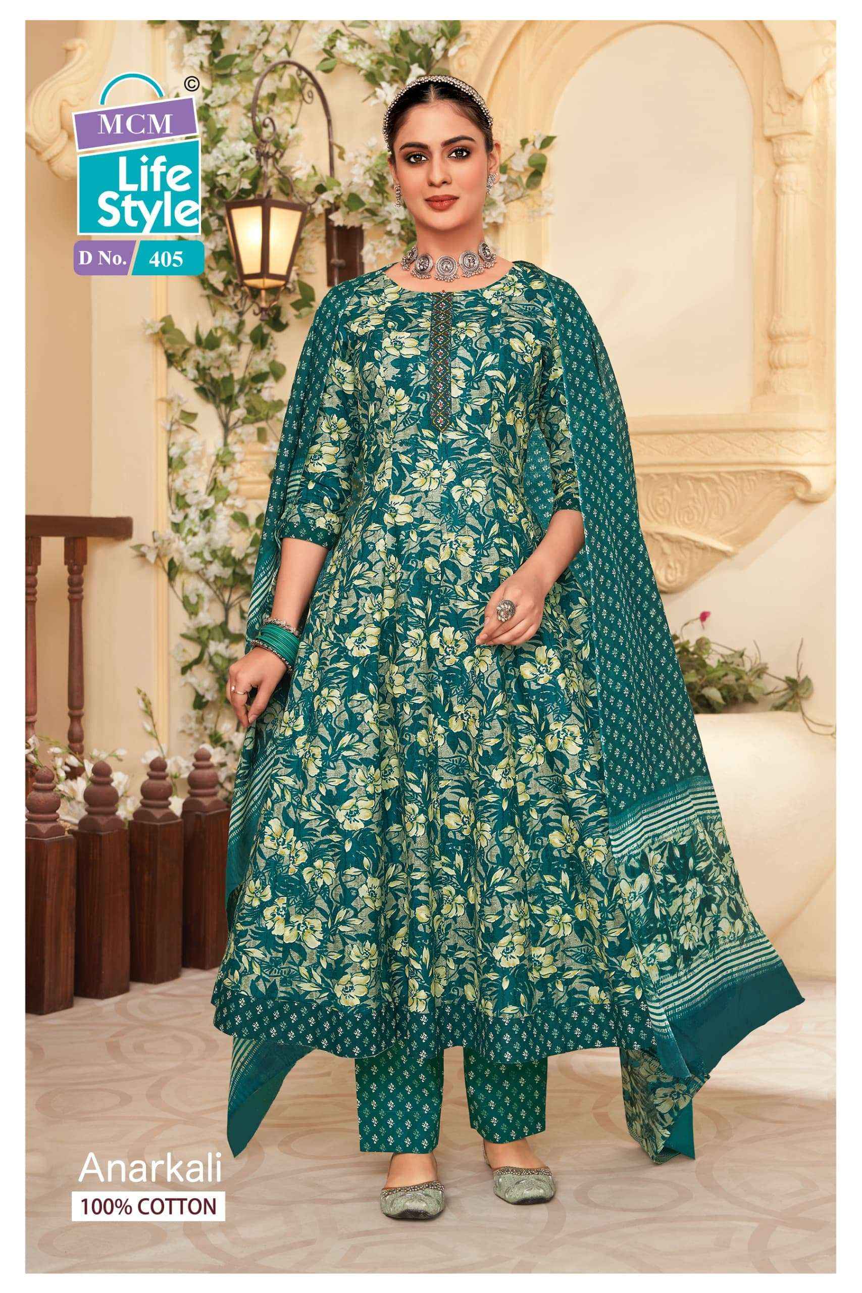 MCM LIFESTYLE ANARKALI VOL 4 WHOLESALE PURE COTTON ANARKALI SUIT ( 10 CS CATALOG )