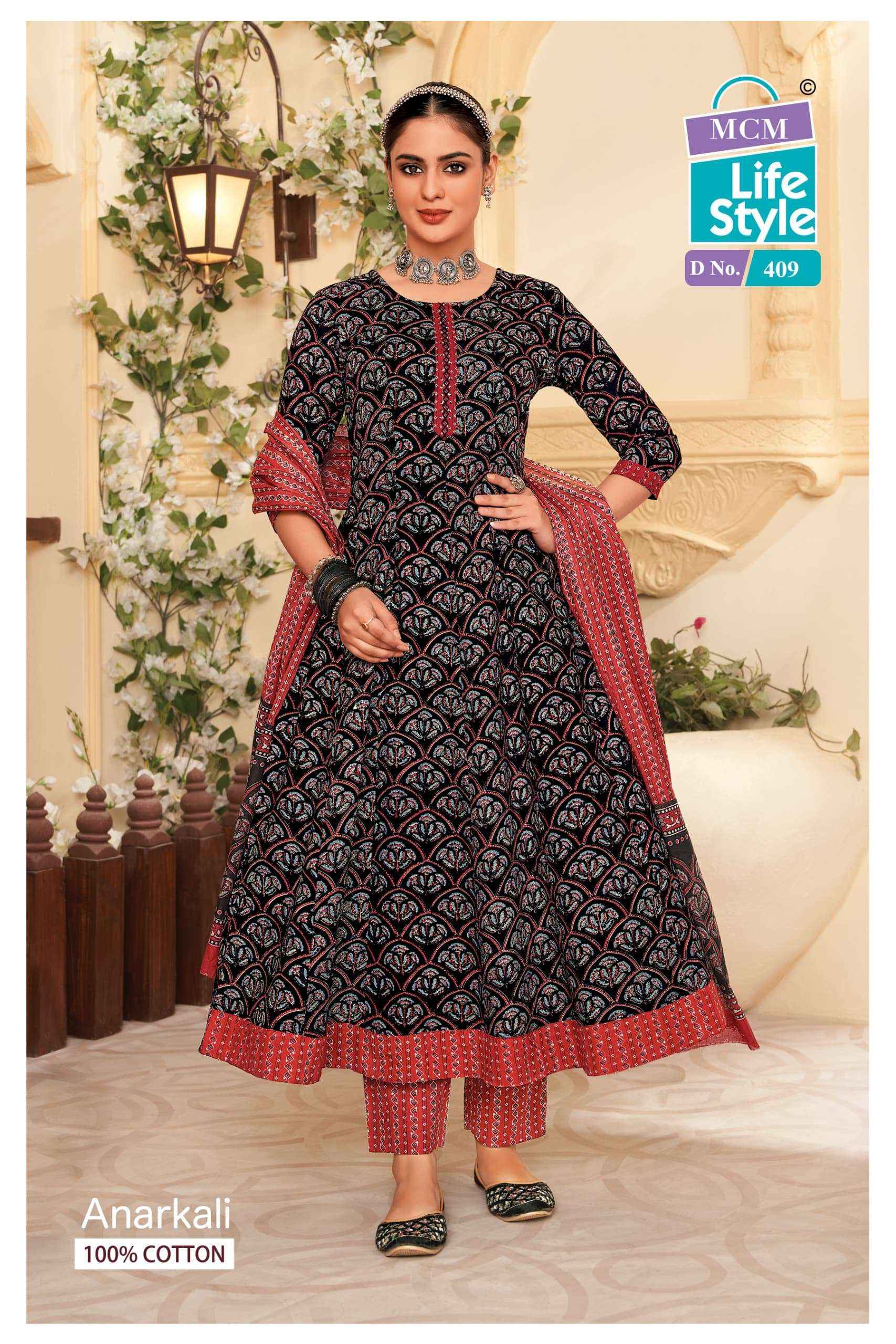 MCM LIFESTYLE ANARKALI VOL 4 WHOLESALE PURE COTTON ANARKALI SUIT ( 10 CS CATALOG )