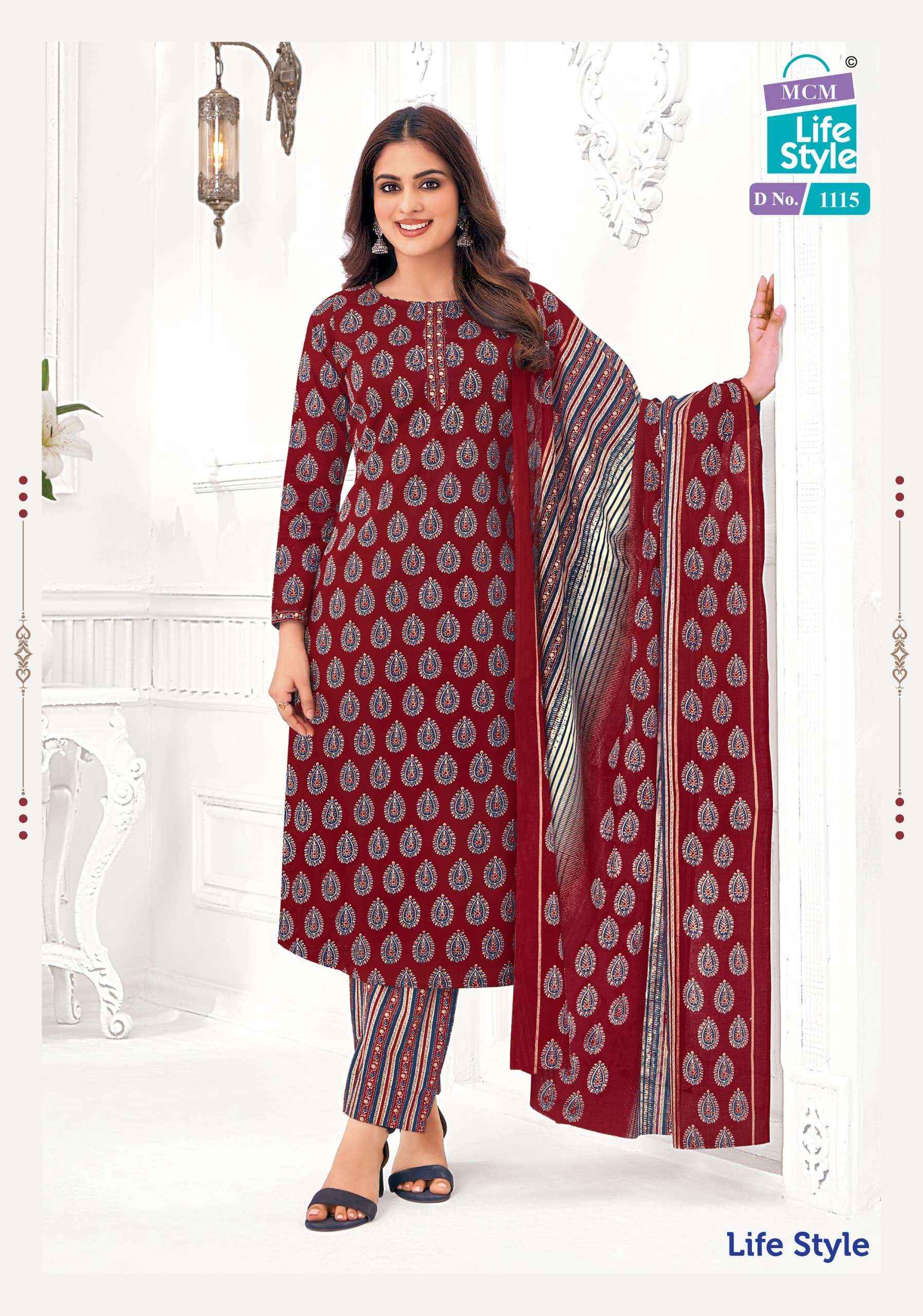 MCM LIFESTYLE VOL 11 PURE COTTON READYMADE SUITS ( 1 2 PCS CATALOGUE )