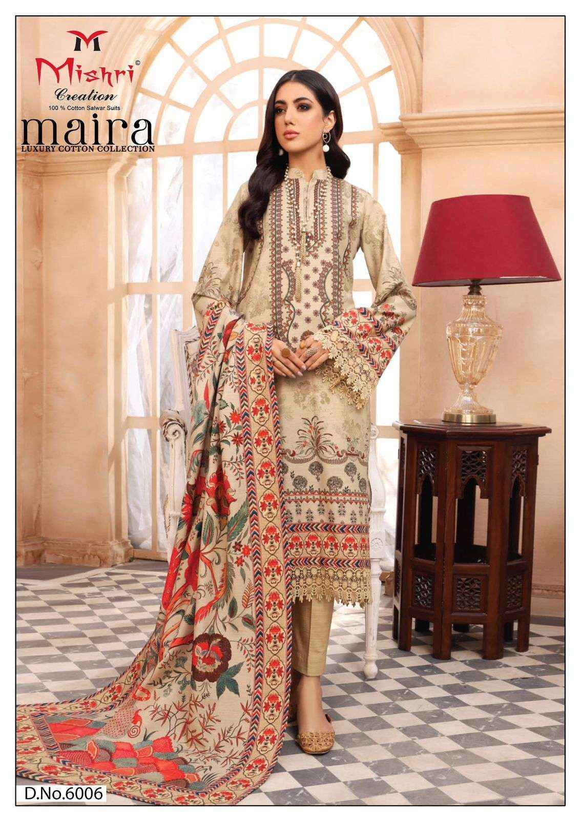 MISHRI CREATION MAIRA VOL 1 WHOLESALE COTTON PAKISTANI DRESS MATERIAL ( 6 PCS CATALOGUE )