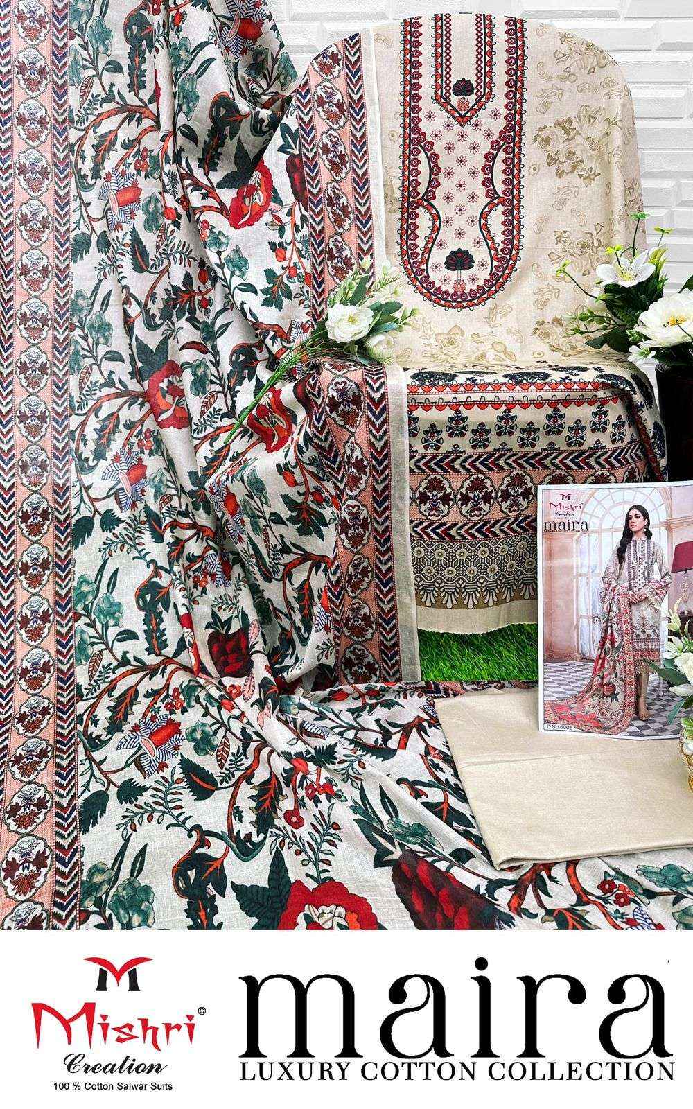 MISHRI CREATION MAIRA VOL 1 WHOLESALE COTTON PAKISTANI DRESS MATERIAL ( 6 PCS CATALOGUE )