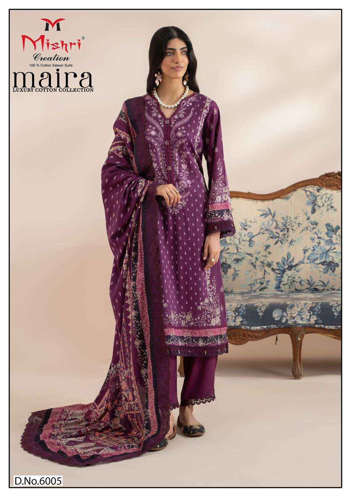 MISHRI CREATION MAIRA VOL 1 WHOLESALE COTTON PAKISTANI DRESS MATERIAL ( 6 PCS CATALOGUE )
