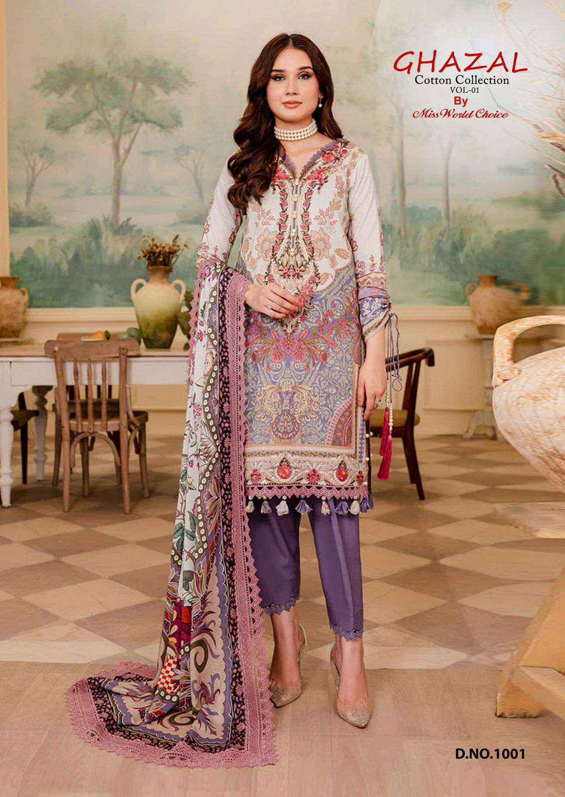 MISS WORLD CHOICE GHAZAL VOL 1 COTTON PAKISTANI SALWAR KAMEEZ ( 6 PCS CATALOGUE )