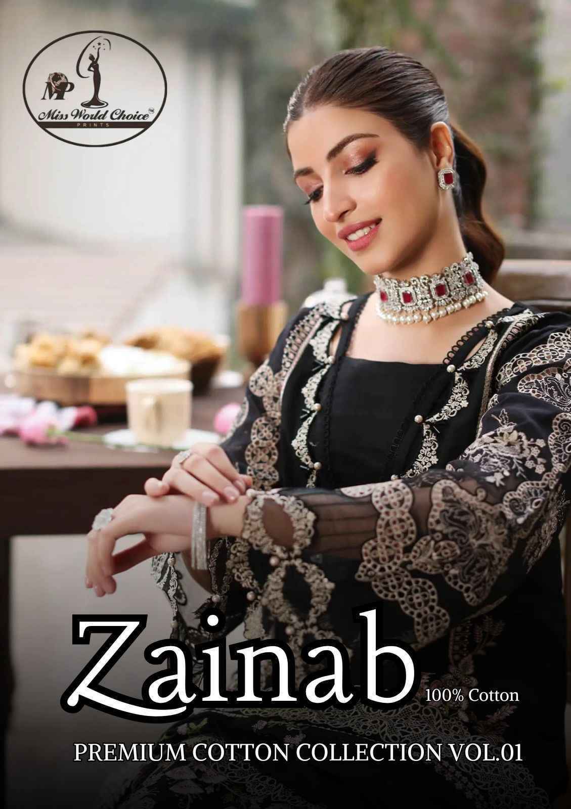 Miss World Choice Zainab Vol 1 Lawn Cotton Salwar Kameez Wholesale Price ( 6 Pcs Catalog )