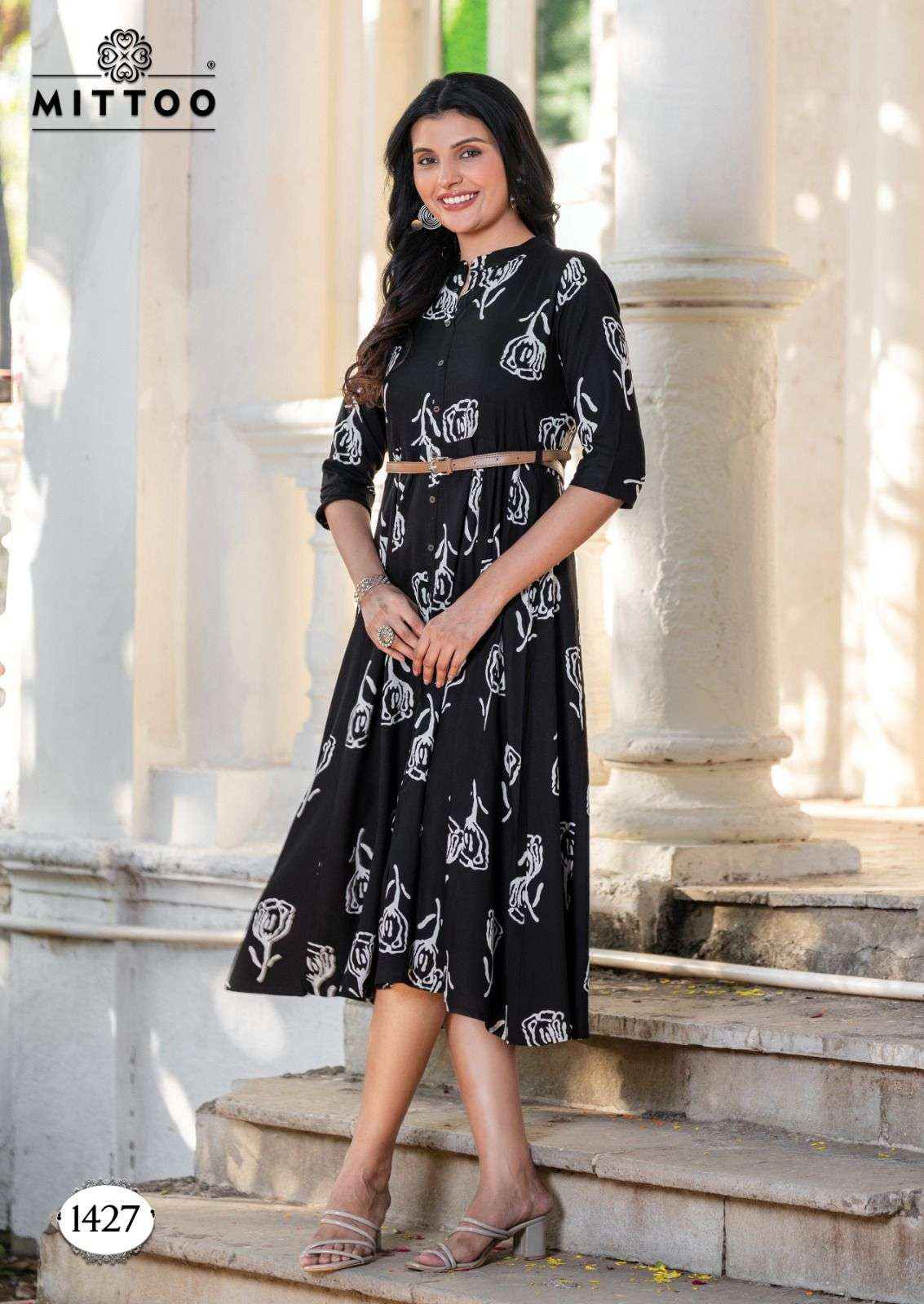 MITTOO BELT VOL 18 RAYON PRINT FANCY WESTERN STYLE LADIES GOWN ( 6 PCS CATALOGUE )