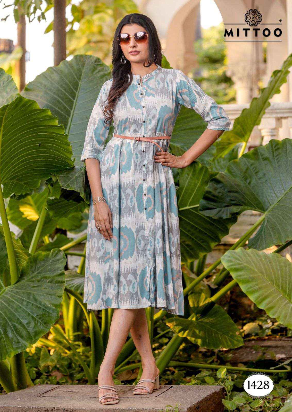 MITTOO BELT VOL 18 RAYON PRINT FANCY WESTERN STYLE LADIES GOWN ( 6 PCS CATALOGUE )