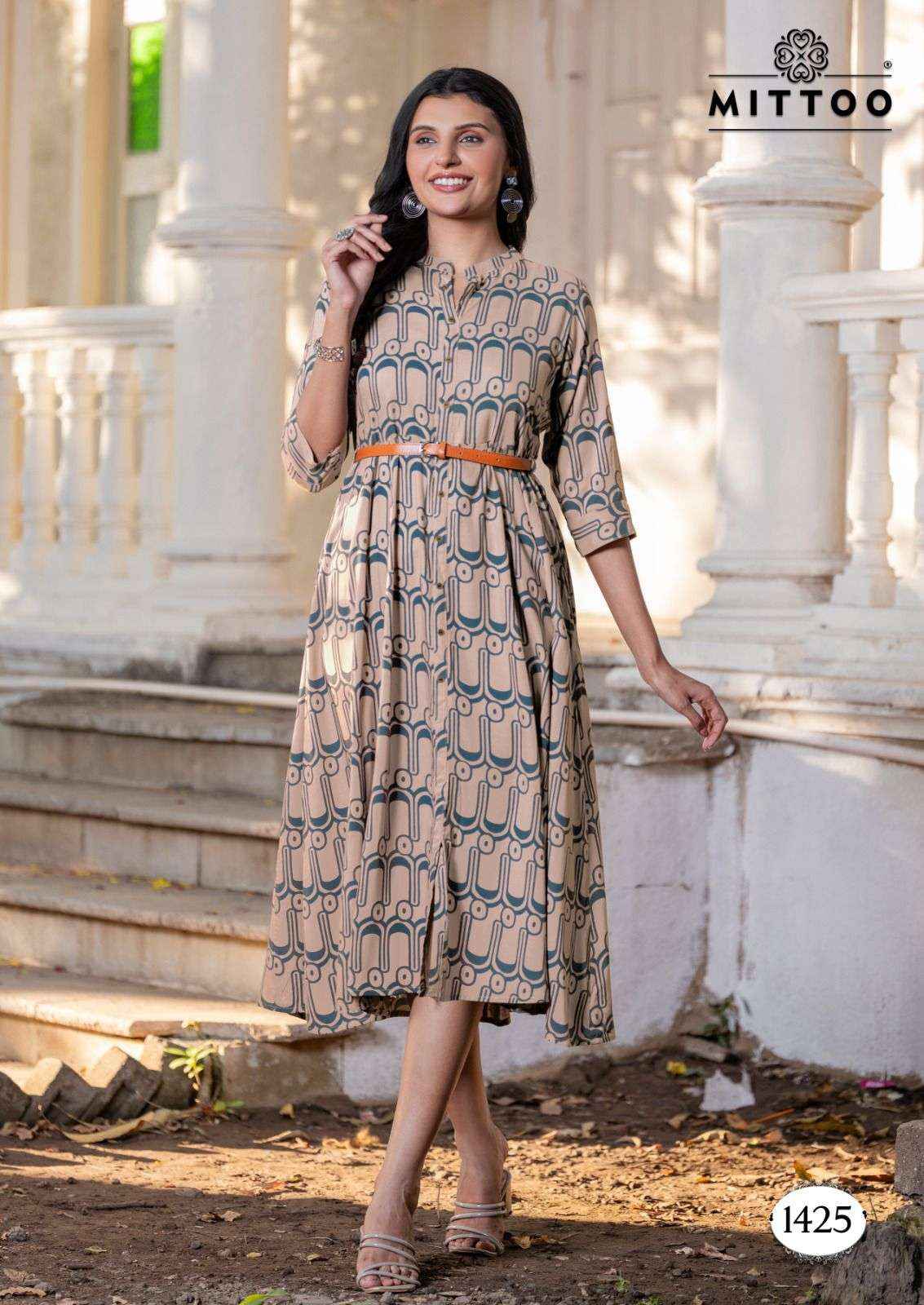 MITTOO BELT VOL 18 RAYON PRINT FANCY WESTERN STYLE LADIES GOWN ( 6 PCS CATALOGUE )
