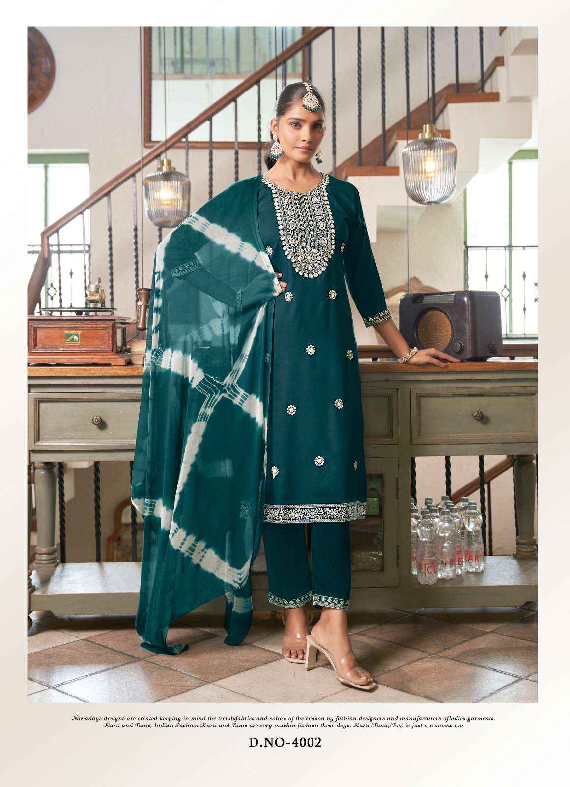 MYSTIC 9 KARACHI VOL 4 RAYON LUCKNOWI WORK DESIGNER SUITS ( 8 PCS CATALOG )
