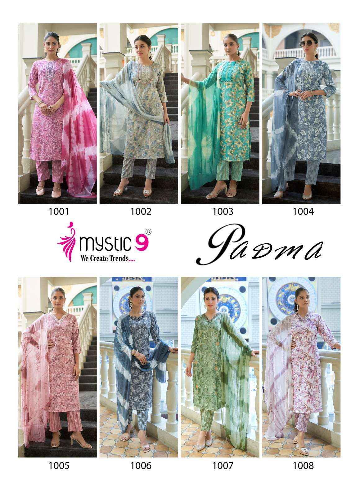 Mystic 9 Padma Vol 1 Readymade Kurti Pant Dupatta Set Wholesale Price ( 8 Pcs Catalog )