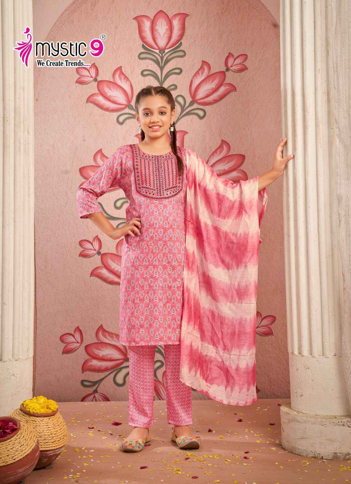 MYSTIC 9 SHAGUN VOL 1 CAPSULE FOIL PRINT FANCY KIDS WEAR KURTI SET WHOLESALE PRICE ( 8 PCS CATALOG )