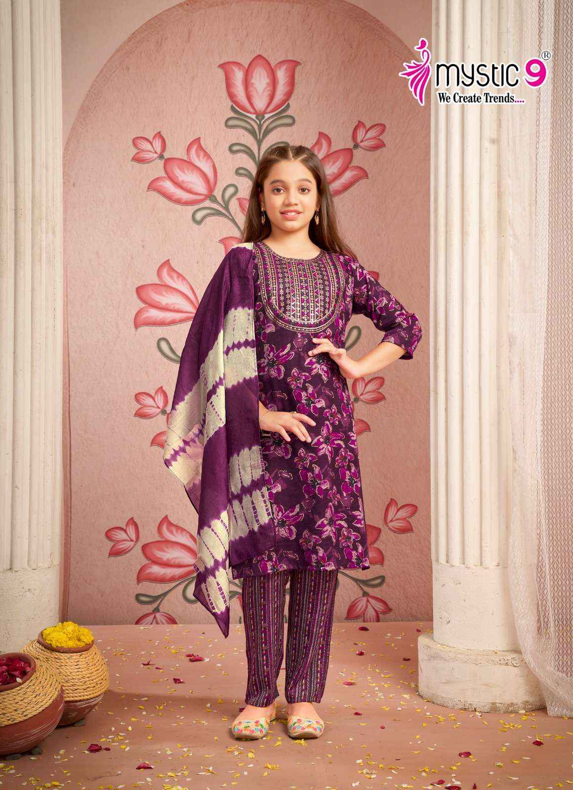 MYSTIC 9 SHAGUN VOL 1 CAPSULE FOIL PRINT FANCY KIDS WEAR KURTI SET WHOLESALE PRICE ( 8 PCS CATALOG )