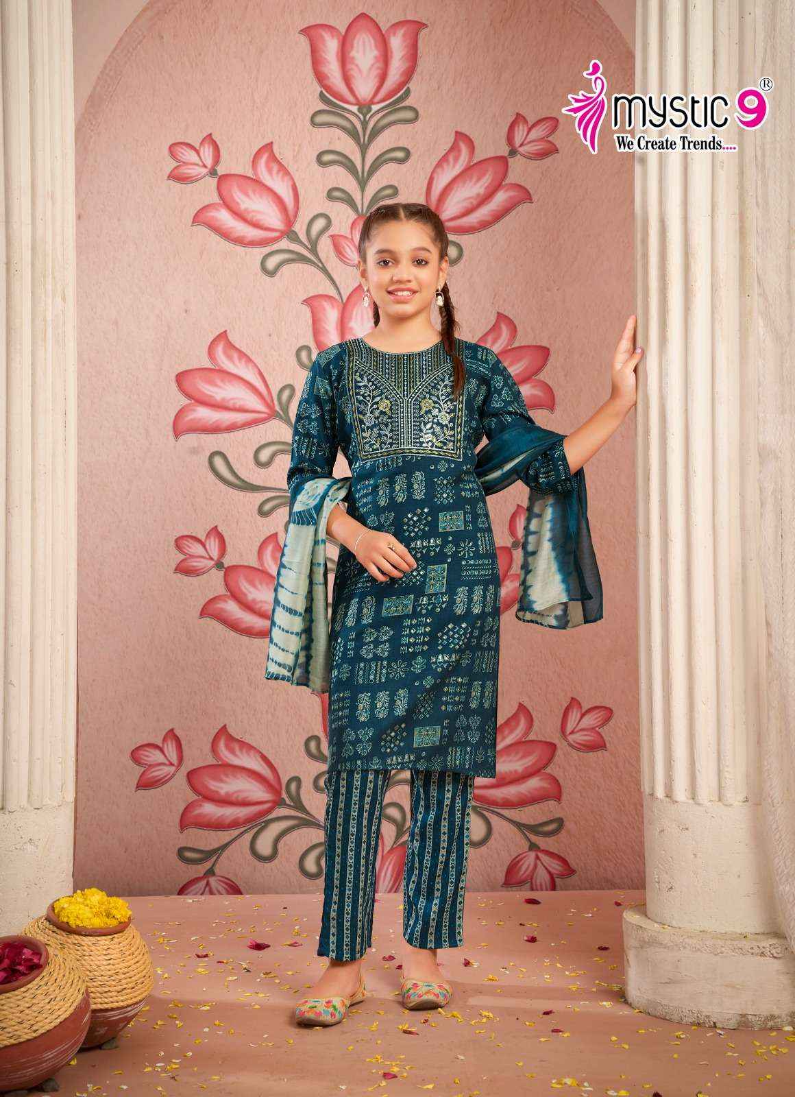 MYSTIC 9 SHAGUN VOL 1 CAPSULE FOIL PRINT FANCY KIDS WEAR KURTI SET WHOLESALE PRICE ( 8 PCS CATALOG )