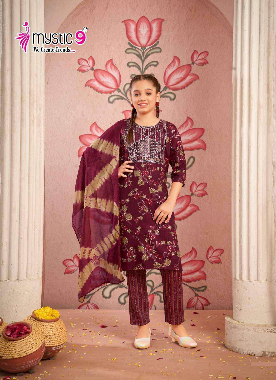 MYSTIC 9 SHAGUN VOL 1 CAPSULE FOIL PRINT FANCY KIDS WEAR KURTI SET WHOLESALE PRICE ( 8 PCS CATALOG )