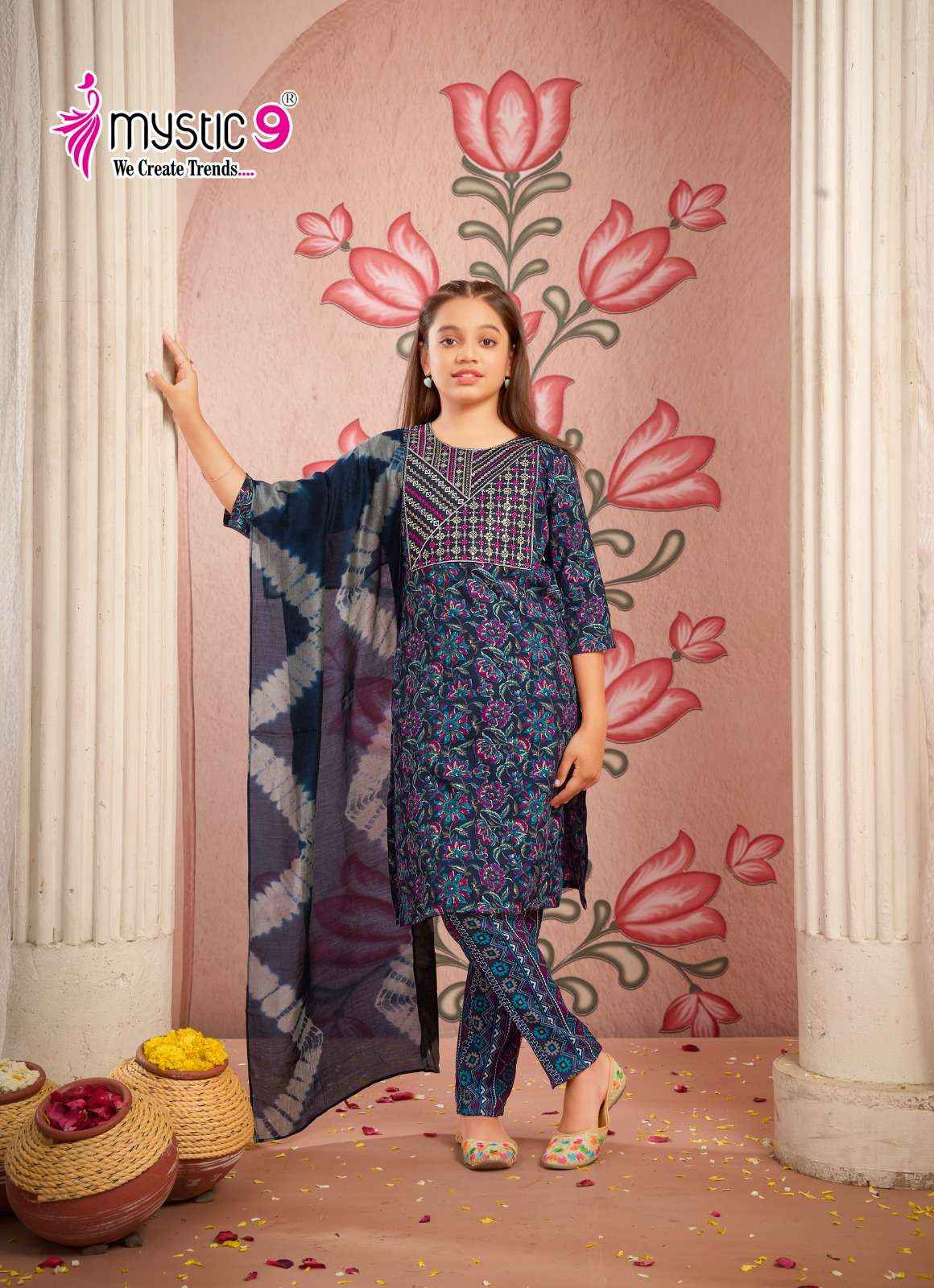 MYSTIC 9 SHAGUN VOL 1 CAPSULE FOIL PRINT FANCY KIDS WEAR KURTI SET WHOLESALE PRICE ( 8 PCS CATALOG )