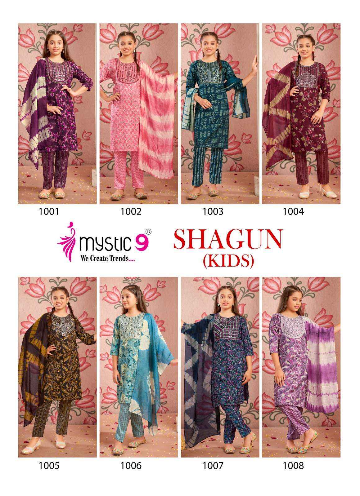 MYSTIC 9 SHAGUN VOL 1 CAPSULE FOIL PRINT FANCY KIDS WEAR KURTI SET WHOLESALE PRICE ( 8 PCS CATALOG )