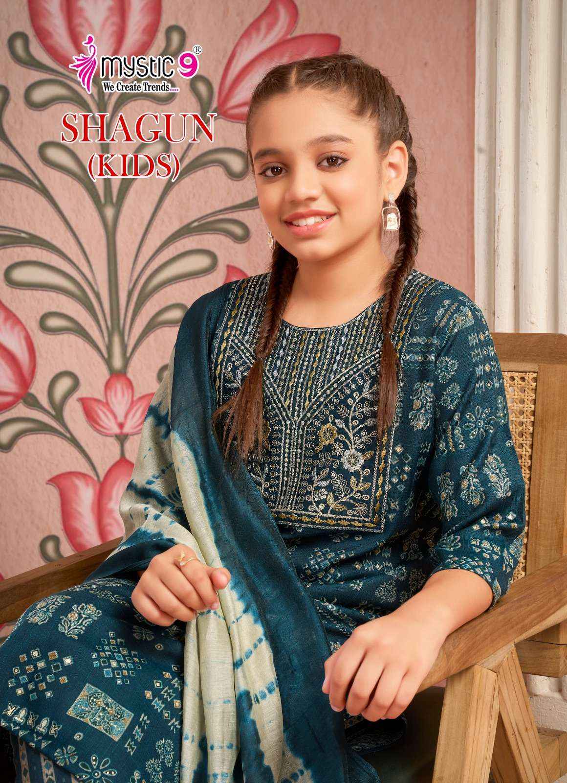 MYSTIC 9 SHAGUN VOL 1 CAPSULE FOIL PRINT FANCY KIDS WEAR KURTI SET WHOLESALE PRICE ( 8 PCS CATALOG )