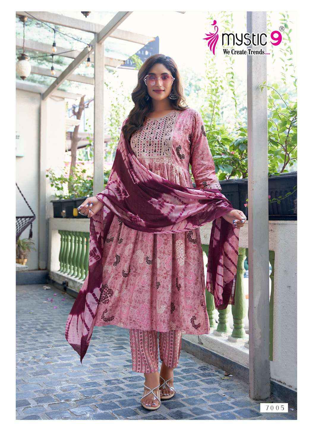 MYSTIC 9 SHANAYA VOL 7 WHOLESALE RAYON FOIL PRINT NAIRA CUT ( 8 PCS CATALOGUE )