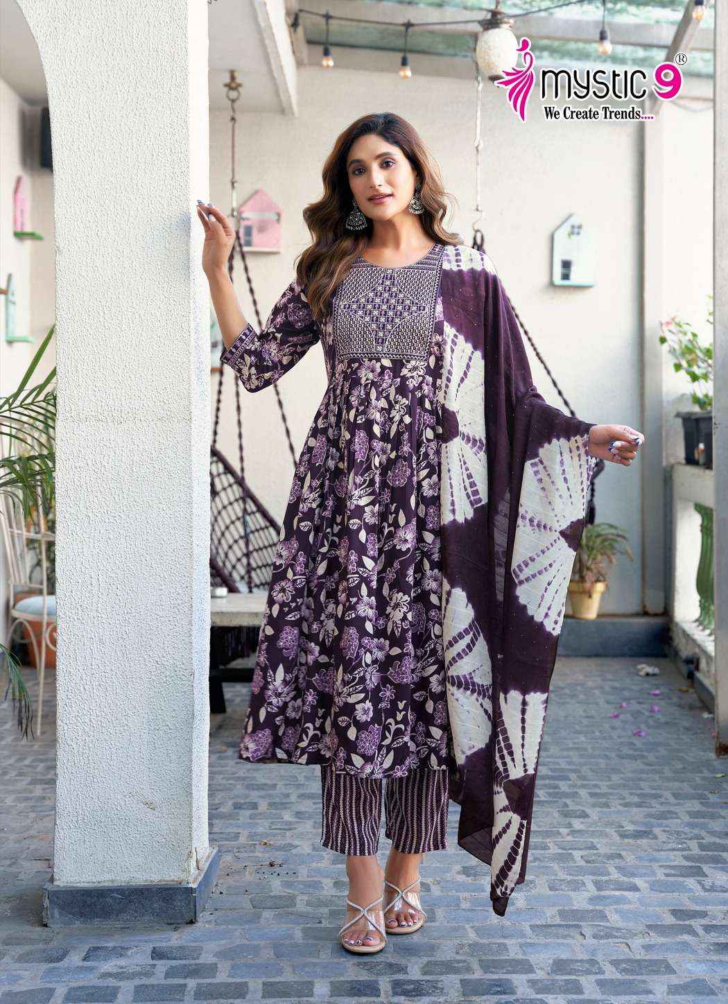 MYSTIC 9 SHANAYA VOL 7 WHOLESALE RAYON FOIL PRINT NAIRA CUT ( 8 PCS CATALOGUE )