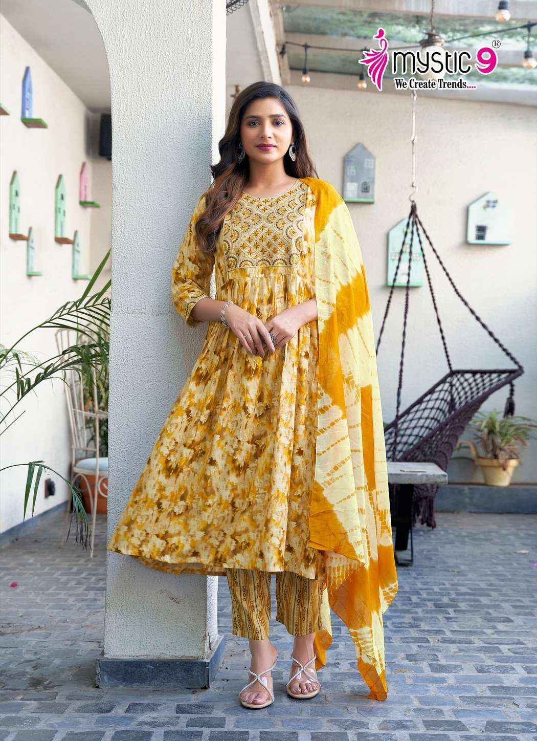 MYSTIC 9 SHANAYA VOL 7 WHOLESALE RAYON FOIL PRINT NAIRA CUT ( 8 PCS CATALOGUE )