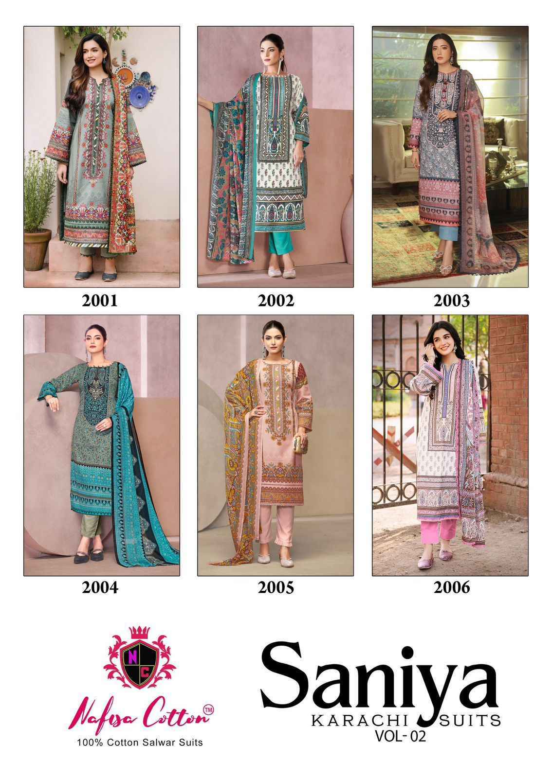 Nafisa Cotton Saniya Karachi Suits Vol 2 Pakistani Suit ( 6 pcs Catalogue )