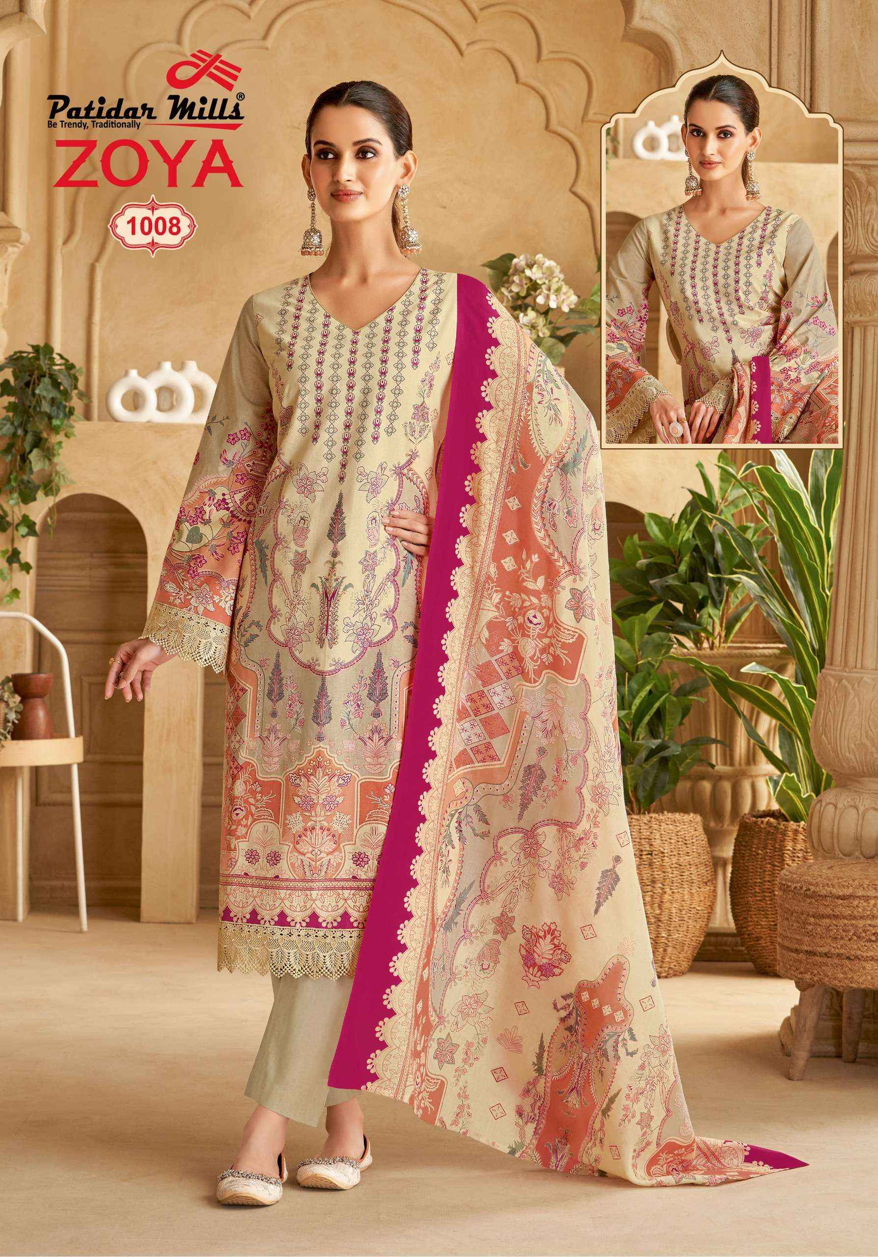 PATIDAR MILLS ZOYA VOL 1 WHOLESALE KARACHI COTTON PRINT DRESS MATERIAL ( 8 PCS CATALOGUE )