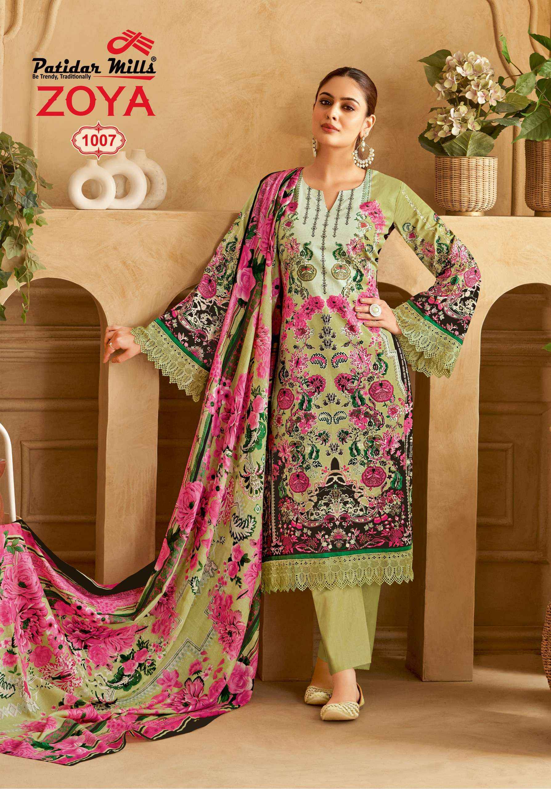 PATIDAR MILLS ZOYA VOL 1 WHOLESALE KARACHI COTTON PRINT DRESS MATERIAL ( 8 PCS CATALOGUE )