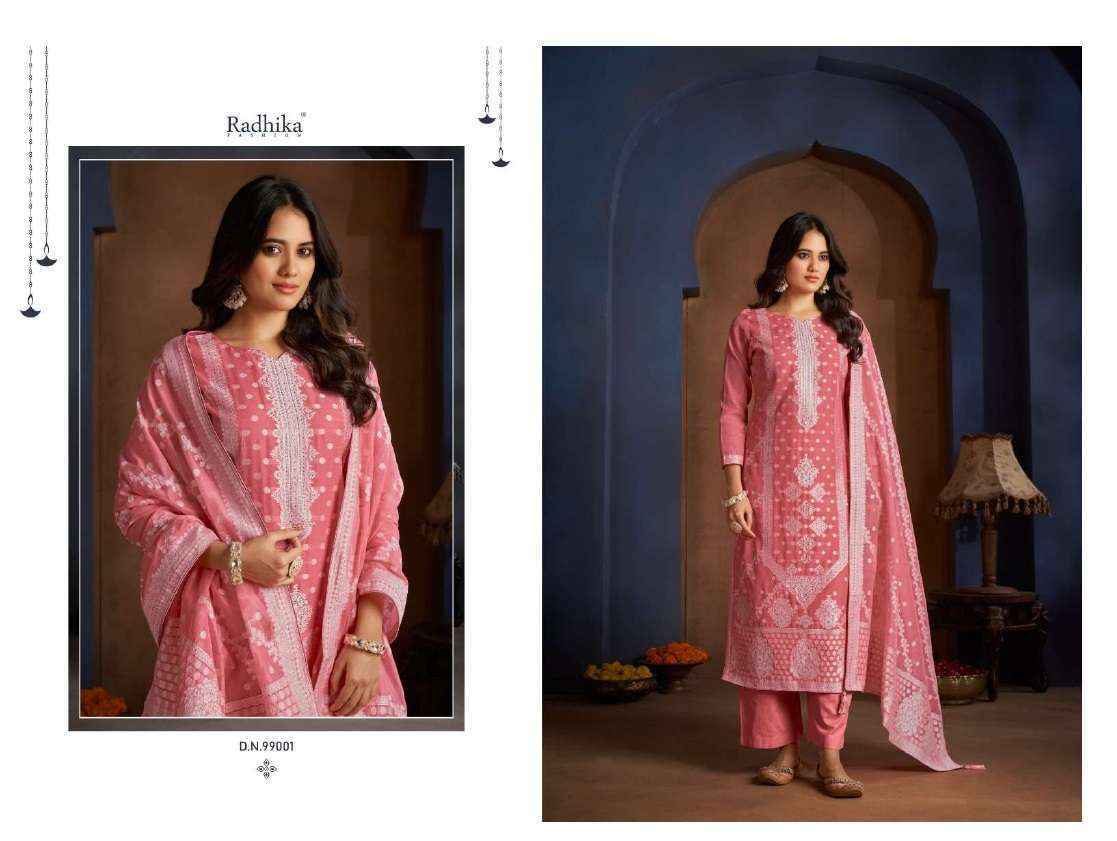 Radhika Fashion Azara Banarasi Adha Cotton Jacquard Salwar Kameez Wholesale Price ( 6 Pcs Catalog )